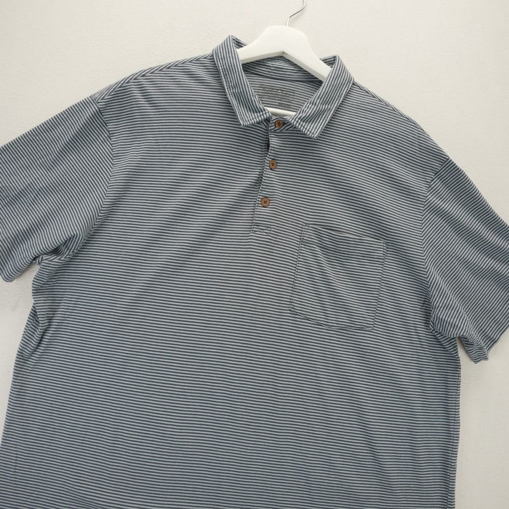 Patagonia Mens XL Blue Striped Short Sleeve Polo Shirt 53251 Pocket Jersey